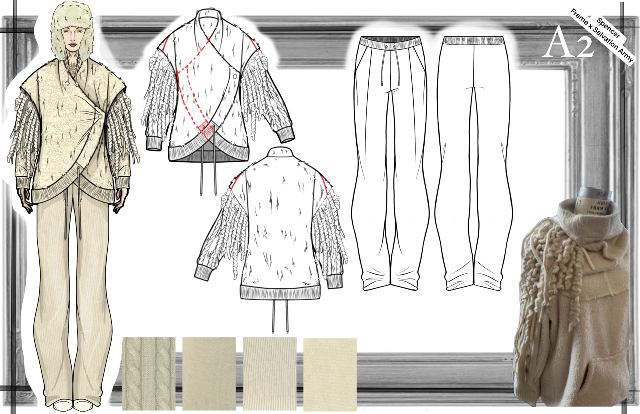 A5 plate: fringe hooded jacket + maxi skirt