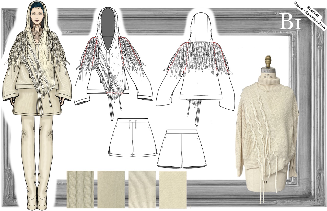 C3 plate: buttoned funnel-neck duster + trouser