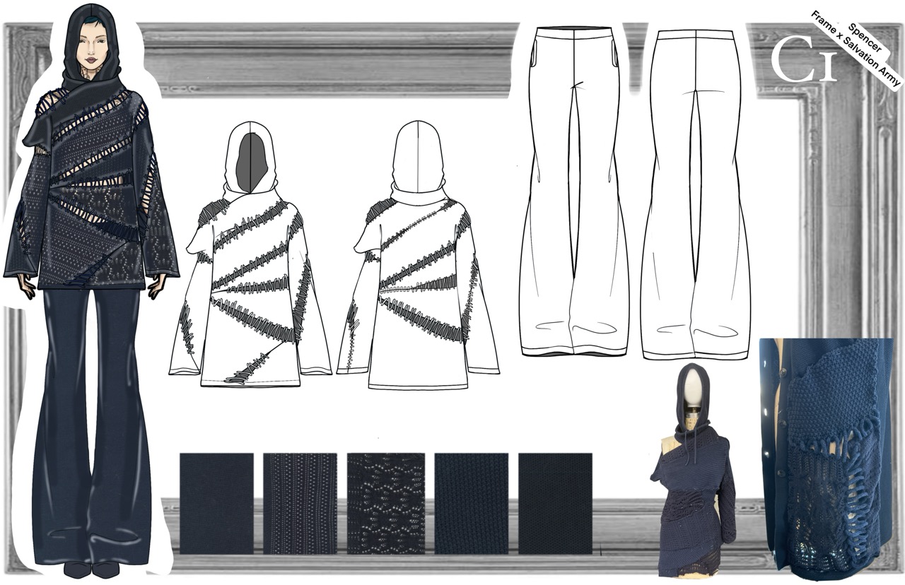 Hem detail on dressform