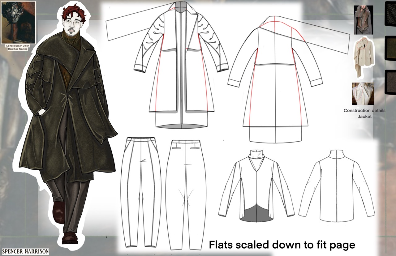 Page 8 · Look 4 flat · long shawl coat and tapered trouser